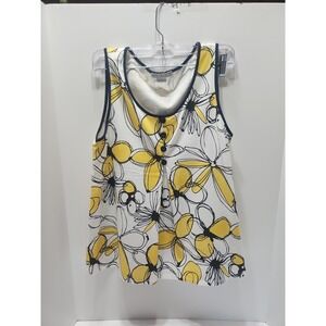 Ann Trinity Sleeveless Size Medium Pleated Front Floral